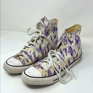 Converse Purple Camo Size 9 Men’s. 11 women’s